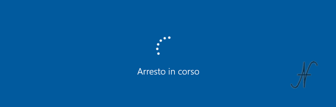 Arresto di Windows 10 in corso, arresto in corso