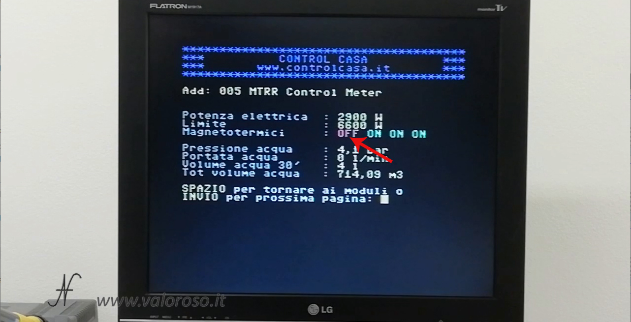 Commodore 64 e domotica, controllo carichi, Control Casa, verifica stato interruttori magnetotermici differenziali salvavita, controllo blackout, scatta contatore, salta corrente