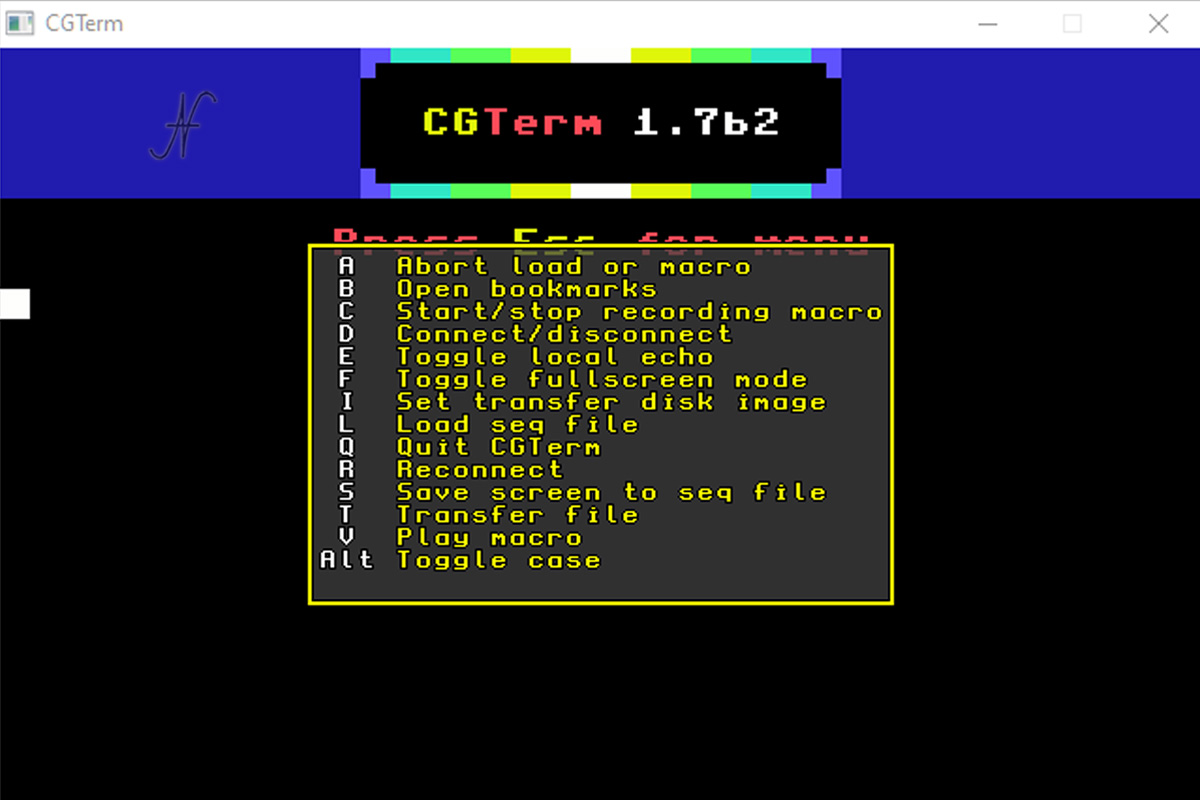 Commodore 64, emulatore terminale petscii Windows, CGTerm, alternativa al modem wifi per Commodore 64