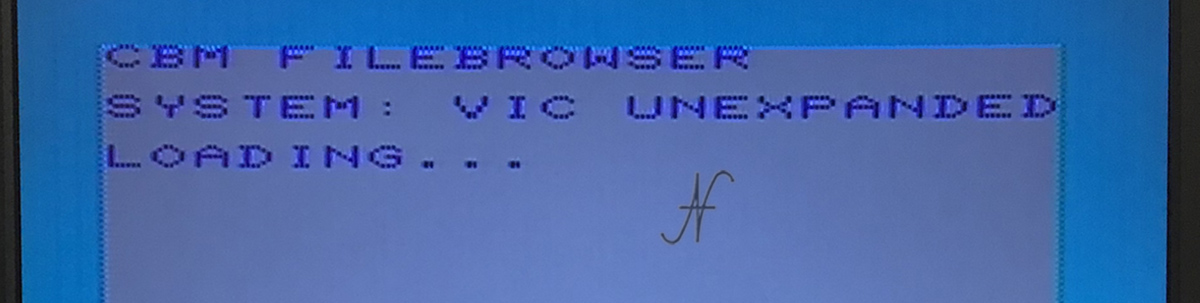 Commodore Vic20 unexpanded, emulatore SD2IEC, caricamento fb, file browser
