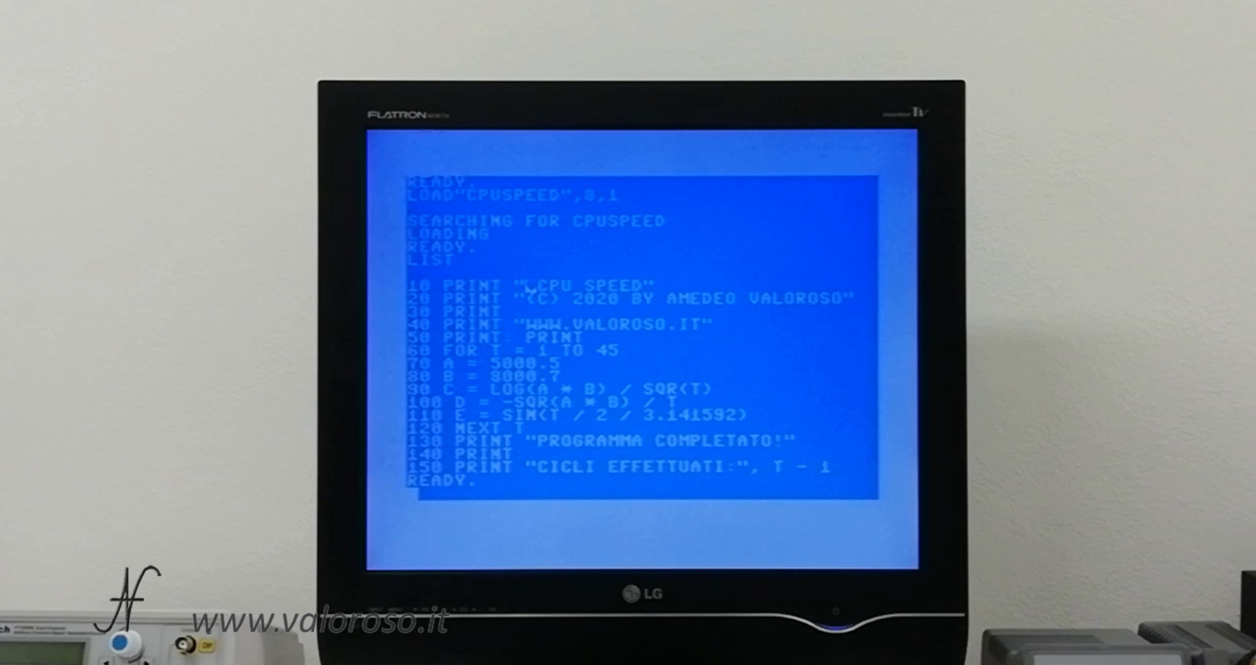 Commodore Vs PC moderno, software, programma misura velocità CPU, processore