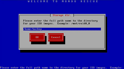 MondoArchive, Mondo Rescue, server backup, please enter full path name for your ISO images