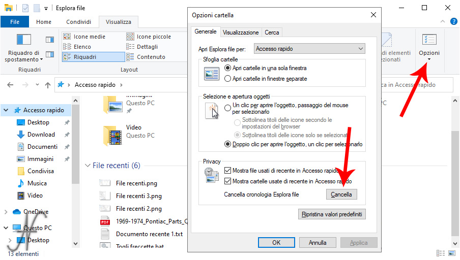 Privacy Windows 10, cancellare cronologia esplora file, dati recenti, tracce uso PC