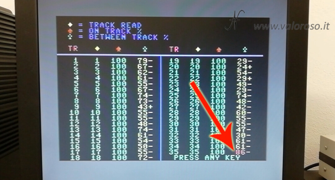 1541 Diagnostic Cartridge by Jani drive allineato male giallo between track allineamento alignment, track read, on track %, between track %, quadri, picche, fiori