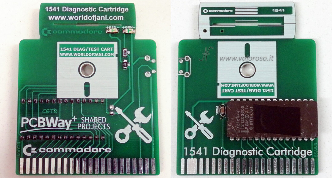 Commodore 1541 Diagnostic Cartridge by Jani per Commodore 64, alignment check allineamento drive floppy 5.25 51/4, disk show bam, disk command, directory, error scan, fast format, head exerciser, send i0:, reverse knock, speed check, performance test, validate disk, sector view, tracce settori controllo lettura, drive floppy 5.25" 5"1/4