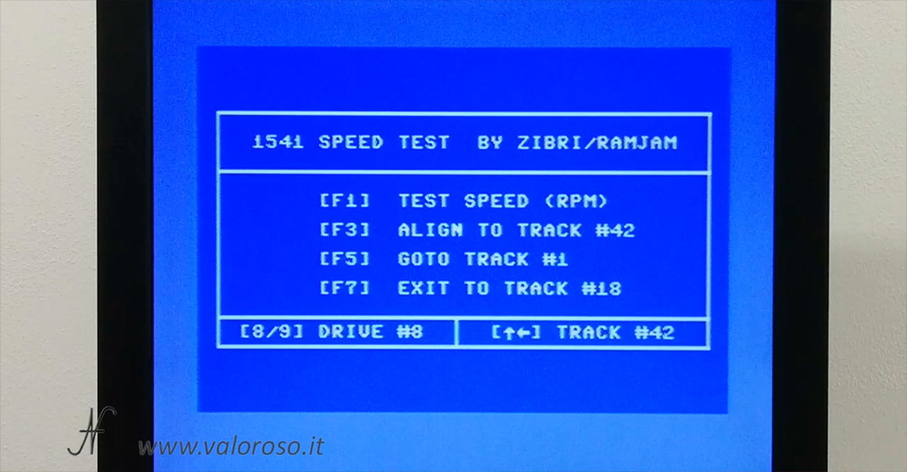 1541 Speed Test by Zibri, adjust calibrate Commodore 1541, main menu