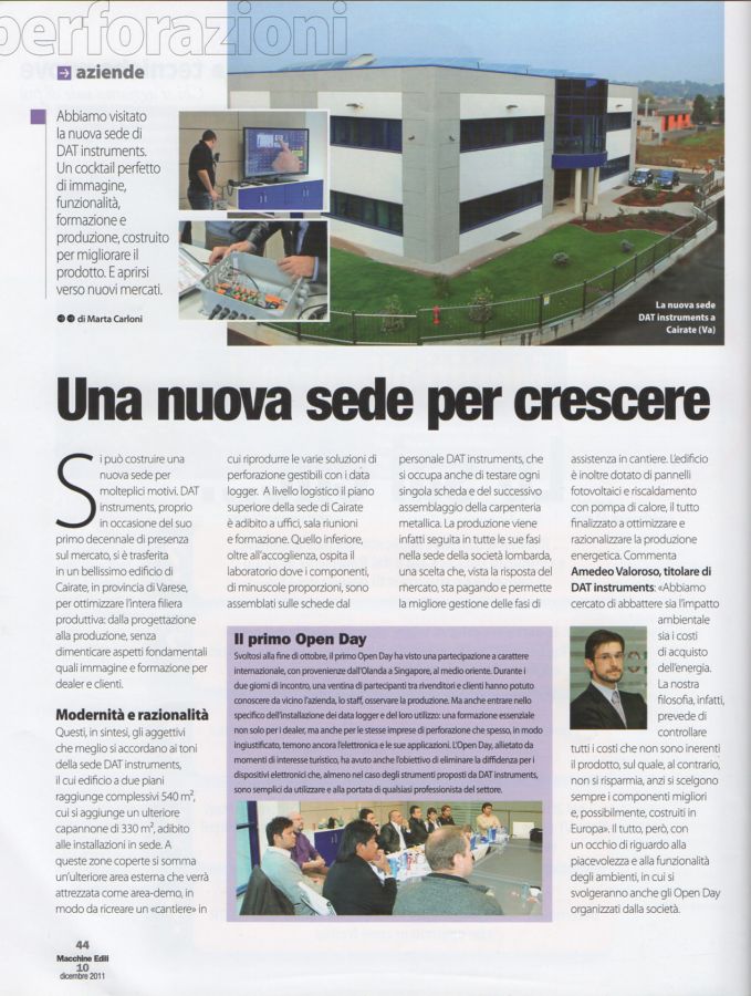 2011, Amedeo Valoroso, intervista rivista Macchine Edili, n10