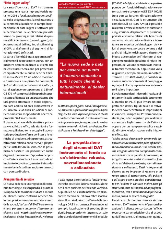 2012, Amedeo Valoroso, intervista rivista PF, n1