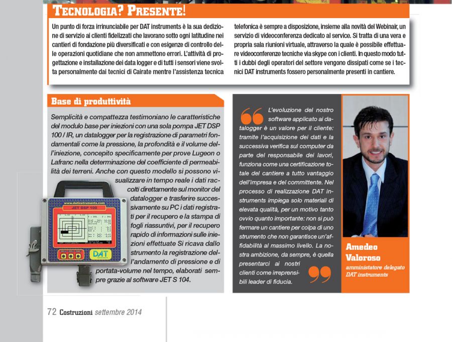 2014, Amedeo-Valoroso, intervista rivista Costruzioni, n9