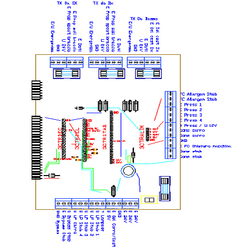 3CTRRDX, drawing by Amedeo Valoroso, mainboard and PCB rack, electronic control system for tunnelling lifting equipment