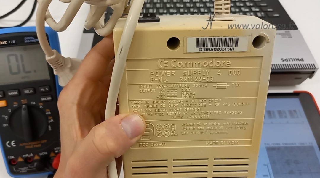Alimentatore Commodore Amiga 600, A600, tensioni di alimentazione, 5V, 12V