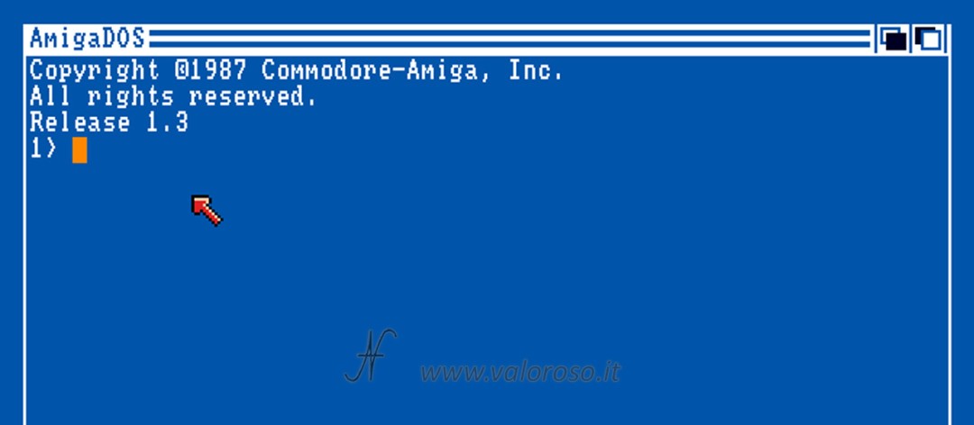 Amiga 2000, Commodore A2000, AmigaDOS 1.3 1987 boot screen, startup screen, schermata avvio, Aommodore-Amiga