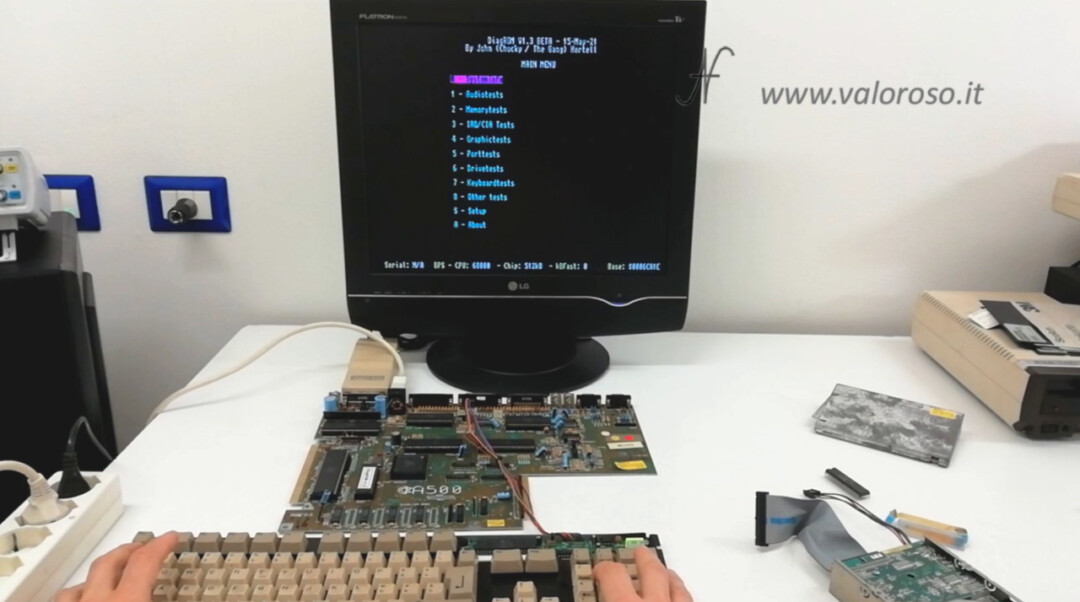 Amiga 500 DiagROM, main menu test tests controls