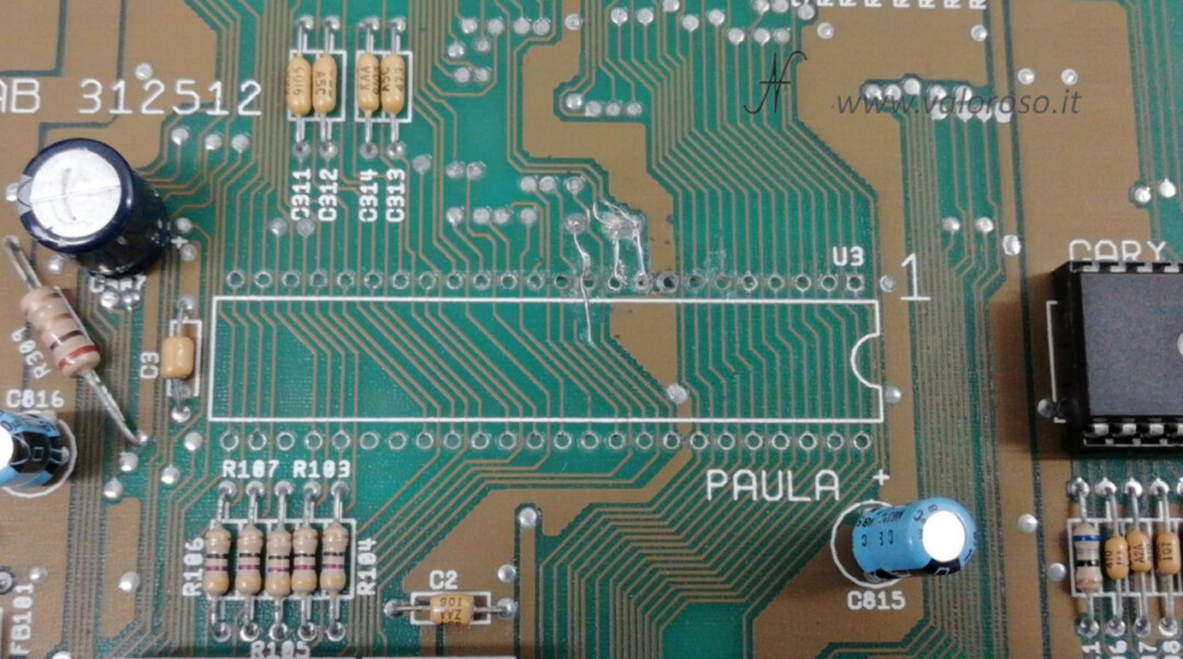 Amiga 500 PCB chip Paula CSG 8364R7 data path reconstruction of printed circuit tracks tracks