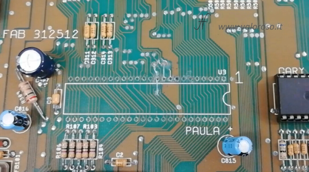 Amiga 500 PCB chip Paula CSG 8364R7 track track 1 rebuilt solder