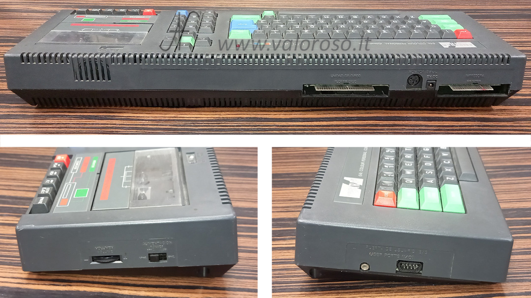 Amstrad CPC 464 connettori posteriori, porte espansione, viste laterali, interruttore