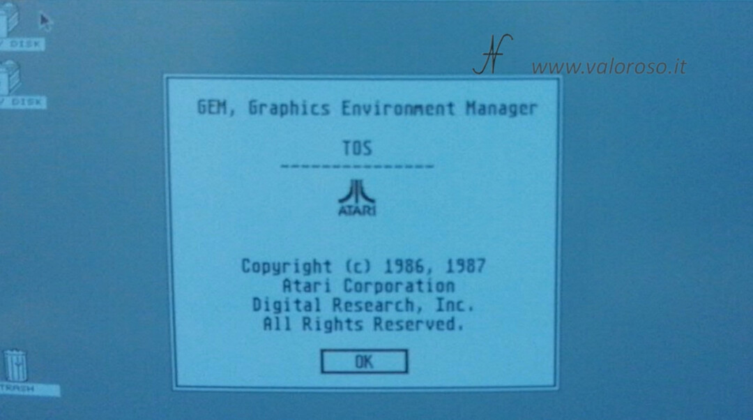 Atari 1040 ST Atari ST GEM TOS sistema operativo desktop info Digital Research 1986 1987, GEM Graphics Environment Manager TOS The Operating System