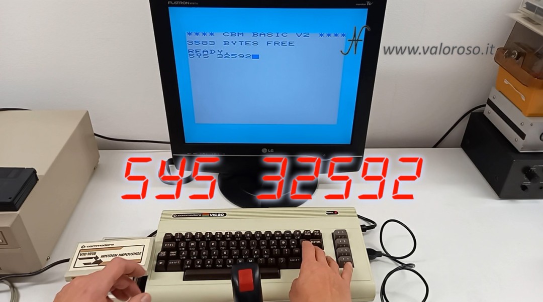 Avvio Mission Impossible VIC-1916, videogame per Vic20 Vic-20, SYS 32592