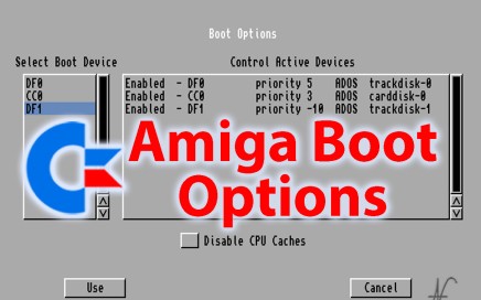 Boot selector, Boot options, Commodore Amiga 1200, A1200 A600, start game program from gotek or external disk DF1, CBM A1200