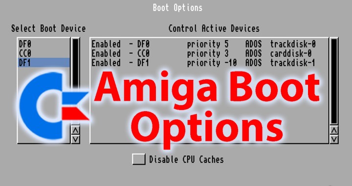 Boot selector, Boot options, Commodore Amiga 1200, A1200 A600, avviare programma gioco da gotek o disco esterno DF1, CBM A1200