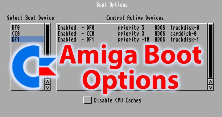 Boot selector, Boot options, Commodore Amiga 1200, A1200 A600, start game program from gotek or external disk DF1, CBM A1200