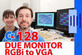 C128 dual color monitor, two displays, RGBI CGA VGA converter, SVideo cable