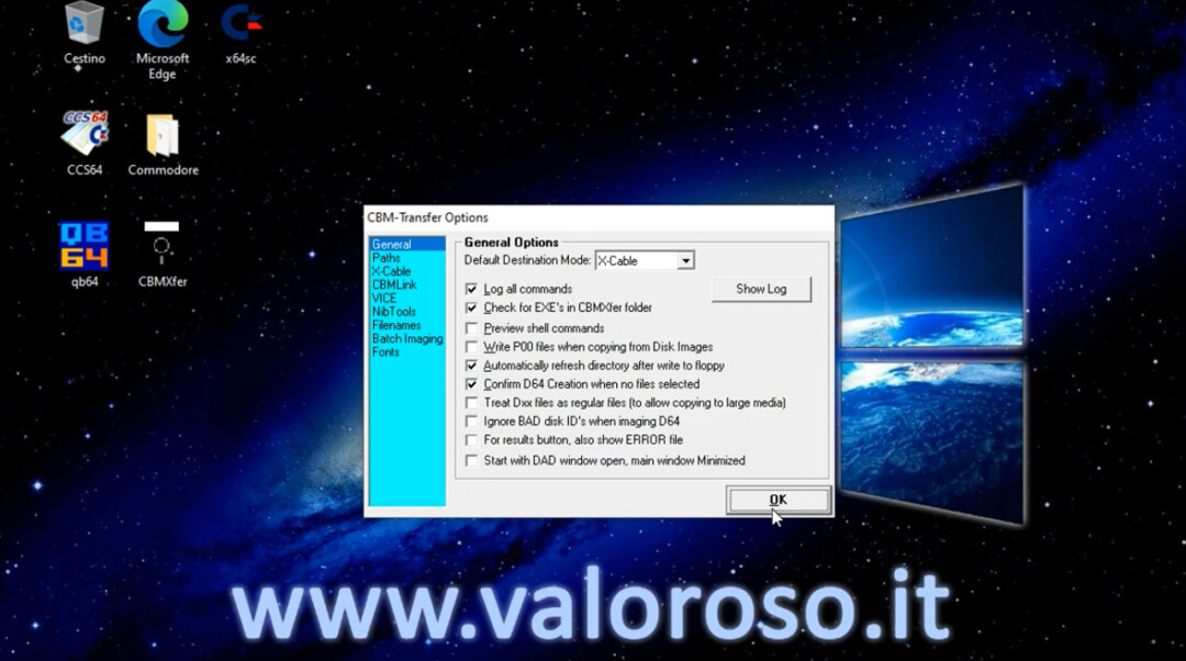 CBMXfer 110 1.10 CBM-Transfer options impostazioni confermare, X-Cable