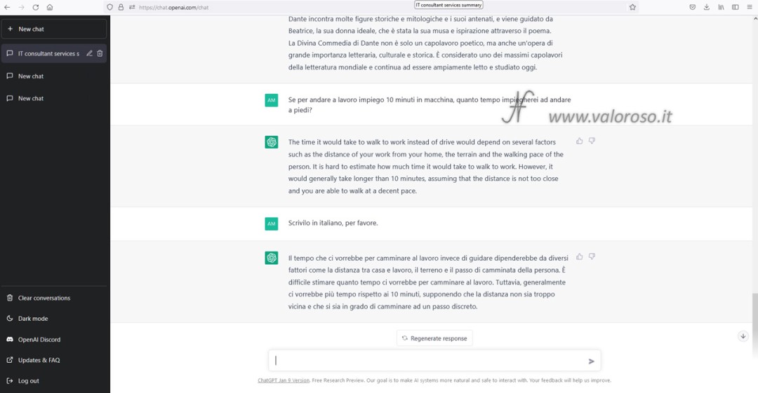 OpenAI ChatGPT, artificial intelligence, Chat GPT 3 logic problem in Italian and English