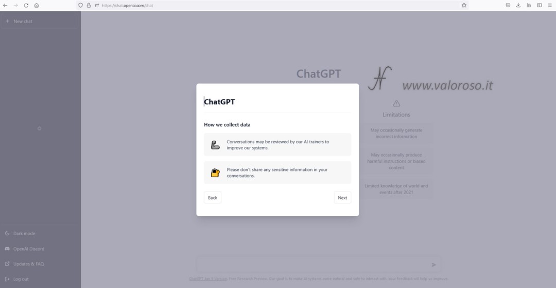 ChatGPT di OpenAI, intelligenza artificiale, Chat GPT 3, raccolgono dati, precauzioni 2