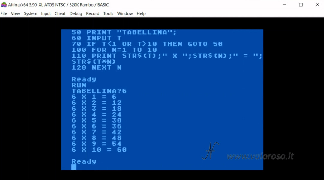 How to write a program in basic Atari 800XL Altirra emulator