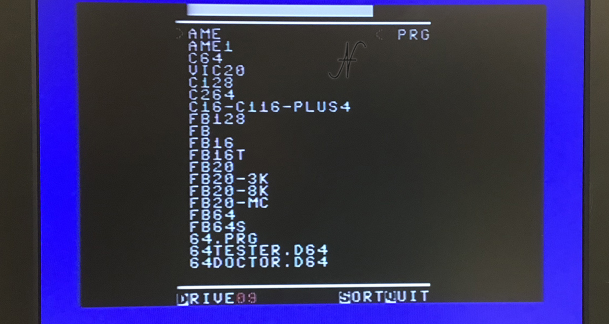 Commodore 16, SD2IECm emulator, folder list