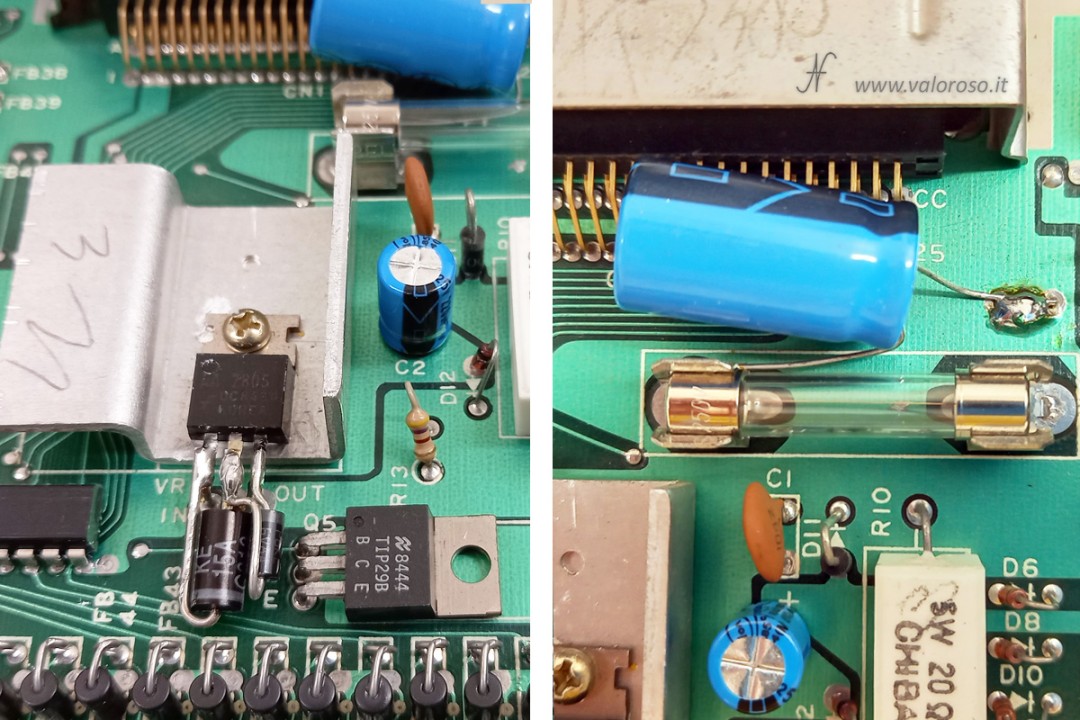 Commodore 16 transil capacitors modification surge protection, retro vintage computer, preservation