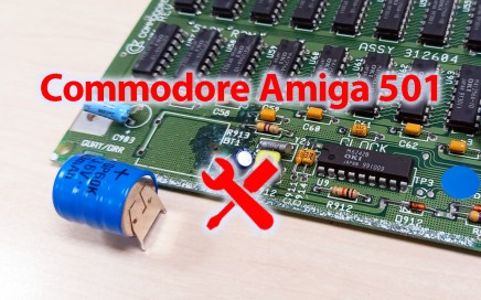 Commodore 501, Amiga 501, A501, sostituzione batteria, riparazione, Commodore Amiga 500, A500 espansione RTC clock SLOW RAM 512K, copertina articolo