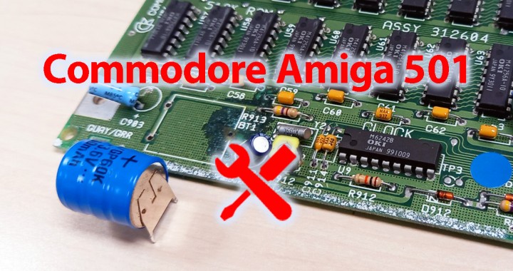 Commodore 501, Amiga 501, A501, battery replacement, repair, Commodore Amiga 500, A500 expansion RTC clock SLOW RAM 512K, article cover