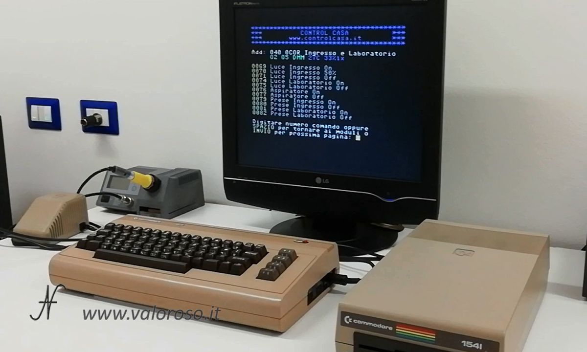 Home automation with the Commodore 64, control of light sockets, shutters loads, home automation system