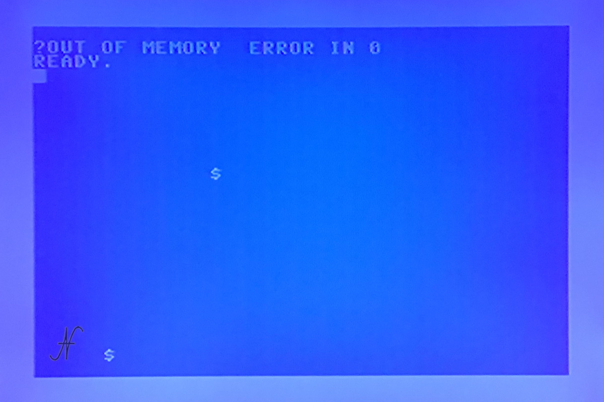 Commodore 64,? Out of memory error in 0, ready, strange characters on screen, memory defect, RAM defective