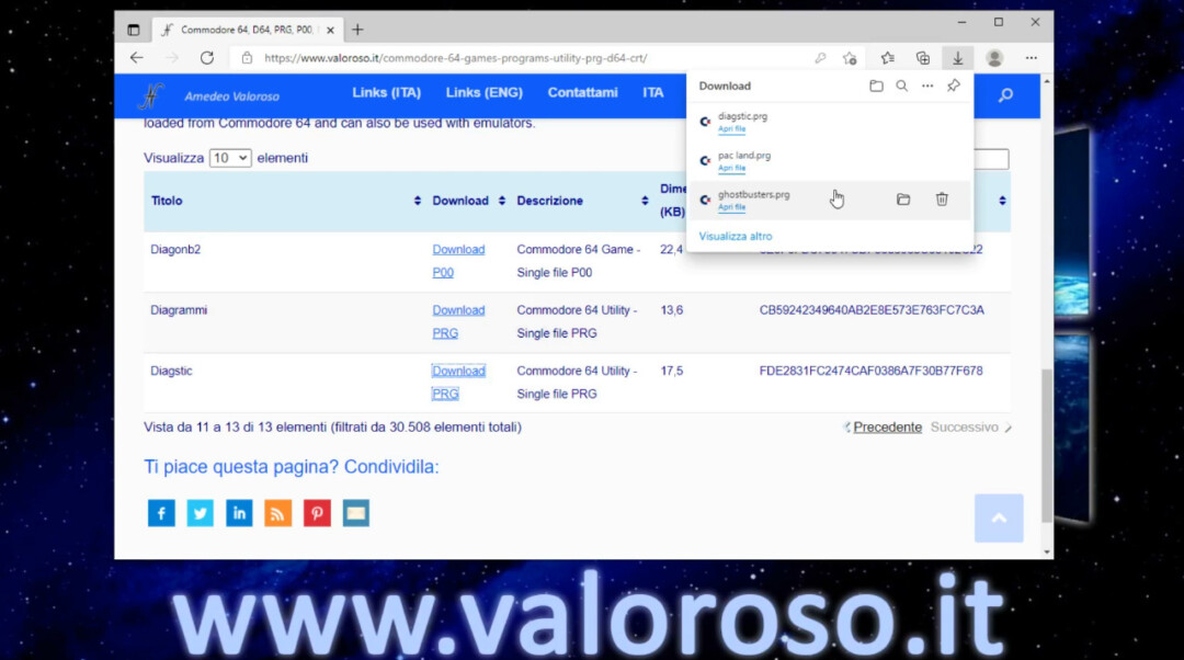 Commodore 64 scaricare giochi programmi utility PRG P00 CRT D64 ValorosoIT