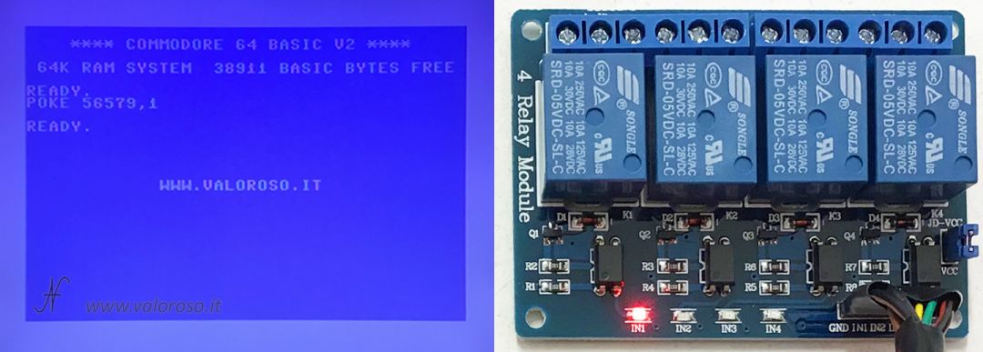 Commodore 64 user port, POKE 56579, relay relay interface output