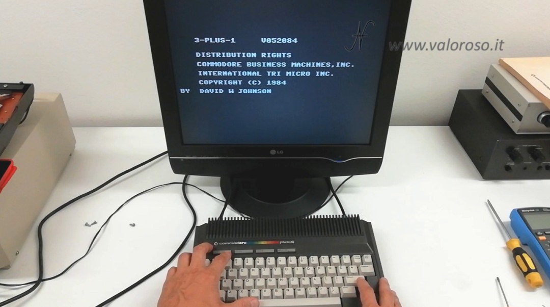 Commodore Plus4 Plus-4 Plus 4, screen 3-plus-1 on key F1, international tri micro inc, David W Johnson, CBM, Commodore Business Machines Inc, 3-PLUS-1 V052084