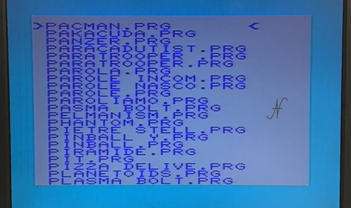 Commodore Vic-20, SD2IEC emulator, PRG video game list, pacman