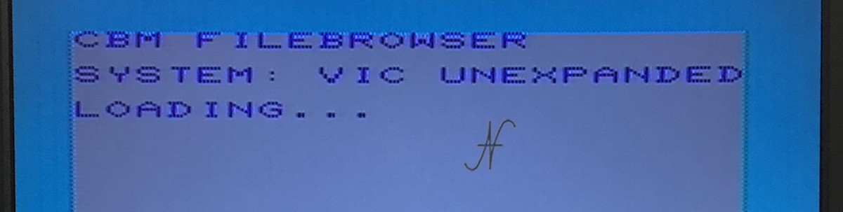 Commodore Vic20 unexpanded, SD2IEC emulator, fb loading, file browser