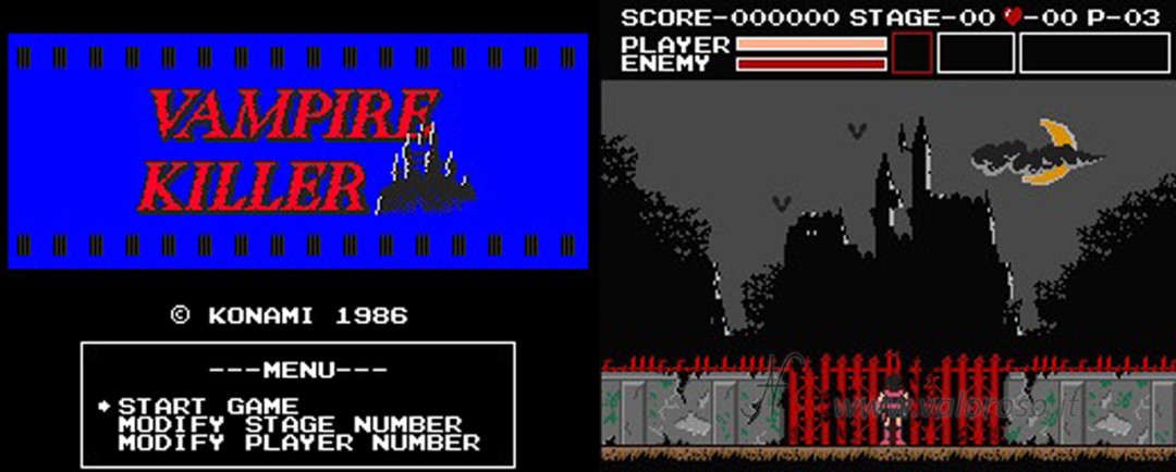 MSX computer, game, Vampire Killer for MSX2 by Konami, Castlevania