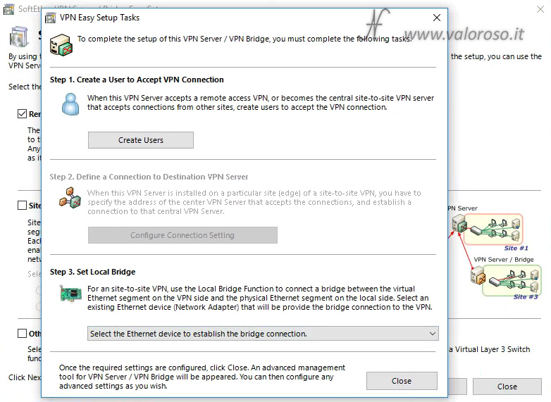 Configurare SoftEther VPN Server, Create Users, Set Local Bridge, Ethernet Device, guida installazione, tutorial passo passo per installare SoftEther