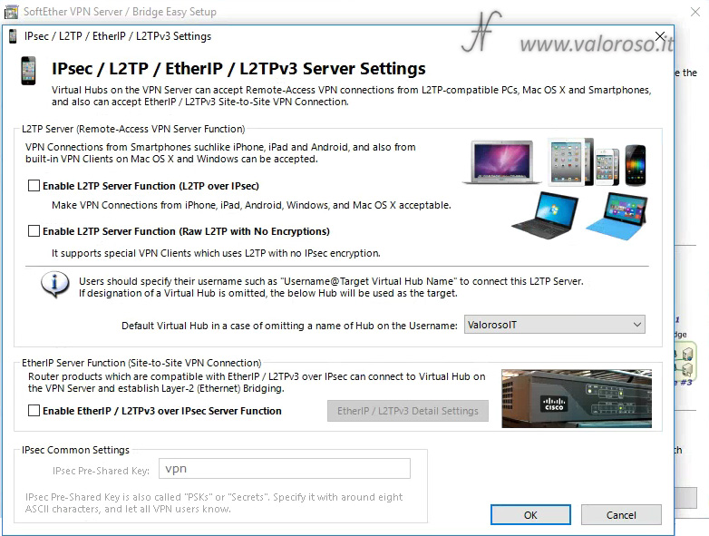 Configurare SoftEther VPN Server, IPsec L2TP EtherIP L2TPv3, Come creare un server VPN e collegarsi alla LAN di casa