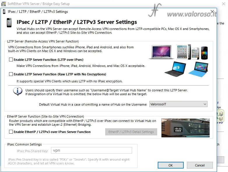 Configure SoftEther VPN Server, IPsec L2TP EtherIP L2TPv3, How to create a VPN server and connect to your home LAN