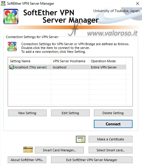 Configurare SoftEther VPN Server Manager, localhost connect, Come creare un server VPN e collegarsi alla LAN di casa, guida installazione, tutorial passo passo per installare SoftEther