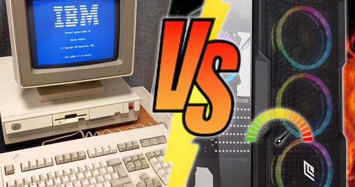 CPU performance comparison of vintage IBM computers vs modern computers, benchmarks, article cover