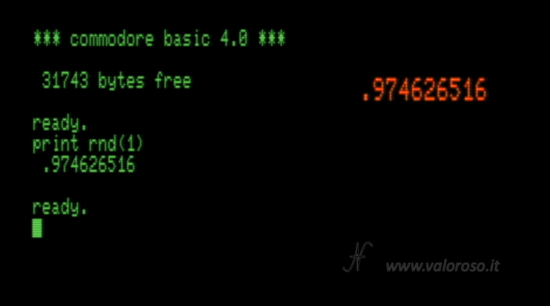 Commodore PET, Basic, RND sempre stessi numeri casuali