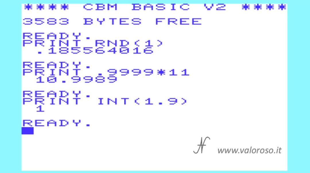 Tutorial Video Basic Commodore Vic20, INT function RND integers, 16 64 128 C64 C16 Vic20 Vic-20 C128 Plus4, PRG D64