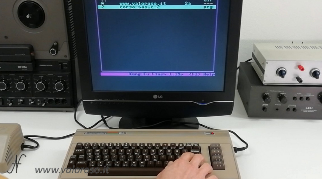 Basic Commodore 2 programming course, load a file from Kung Fu Flash file browser PRG D64 virtual disk image disk